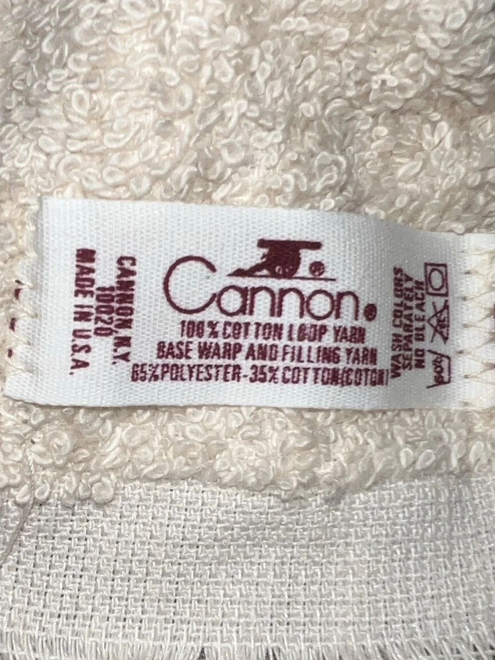 🔴Vintage New Cannon Cream Terry Cloth Fingertip Tea Cotton Floral Fringe Towel